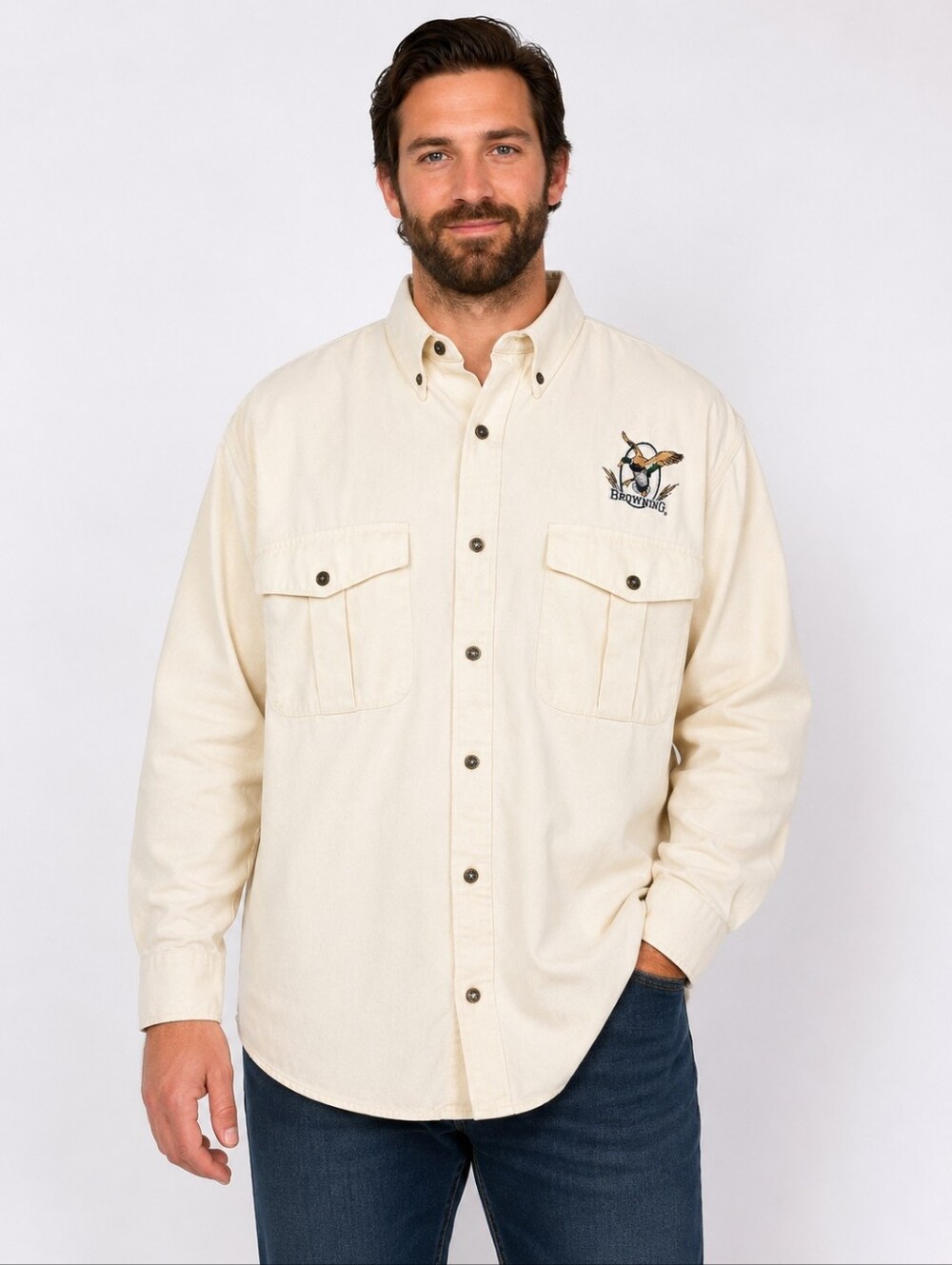 Browning Super Naturals Canvas Hunting Shirt 2XL Duck Embroidered Button Up